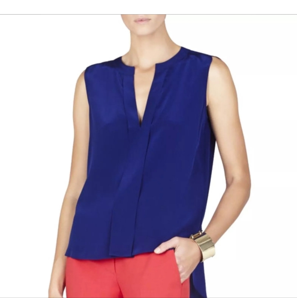 🪼EUC  BCBGMAXAZRIA 100% SILK COLBALT BLUE VANESA SLEEVELESS TOP - SIZE SMALL